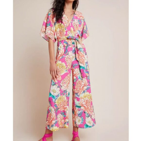 FARM Rio Pants - FARM RIO Anthropologie Eulalie Wide-Leg Jumpsuit